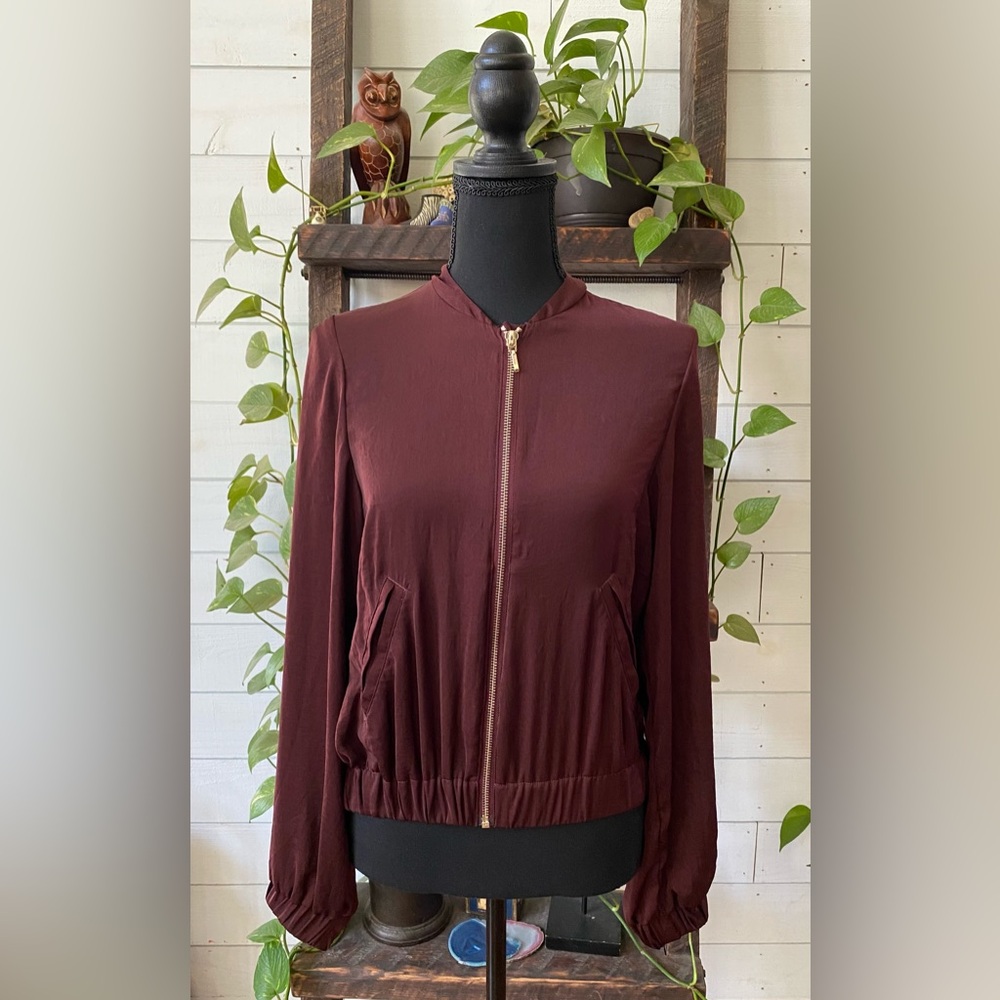 H&M: Women's Burgundy Bomber Jacket - Picture 6 of 17